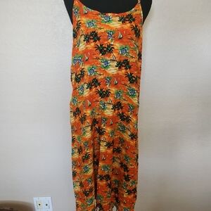 Source Unknown Orange Tropical Maxi Dress
